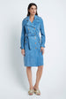 Load image into Gallery viewer, Double Breasted Trench in Suede Blue
