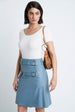 Load image into Gallery viewer, Wrap Skirt in Leather Light Blue
