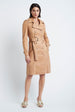 Load image into Gallery viewer, Double Breasted Trench in Suede Tan Glitter
