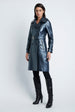 Load image into Gallery viewer, Double Breasted Trench in Leather Metallic Blue
