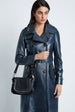 Load image into Gallery viewer, Double Breasted Trench in Leather Metallic Blue
