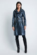 Load image into Gallery viewer, Double Breasted Trench in Leather Metallic Blue
