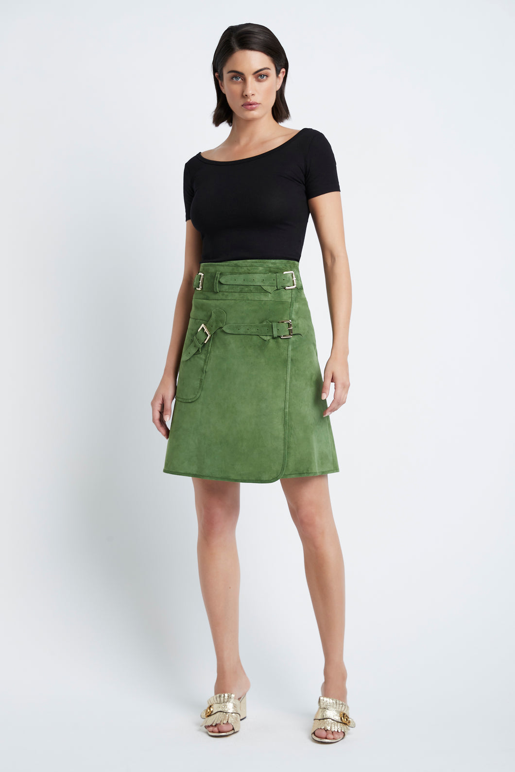 Wrap_Skirt_in_Suede_Green